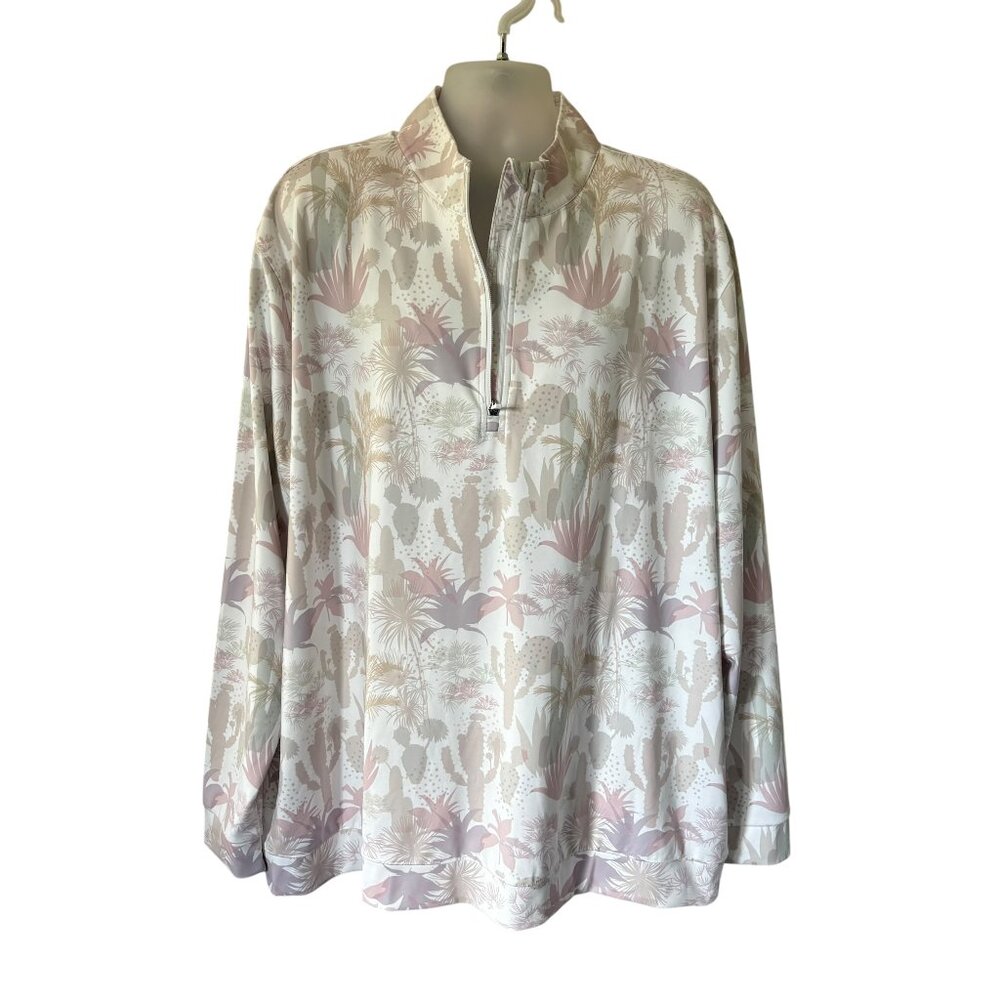 Waggle Mens Golf Shirt Long Sleeve 1/4 Zip Desert Print Athletic 4XL